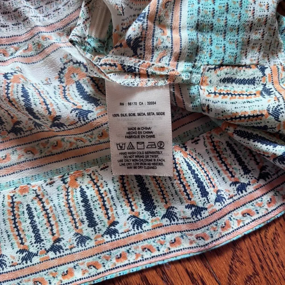 Vanessa Virginia 100% Silk Paisley Border Print Cami Tank Top 10 - Picture 5 of 7